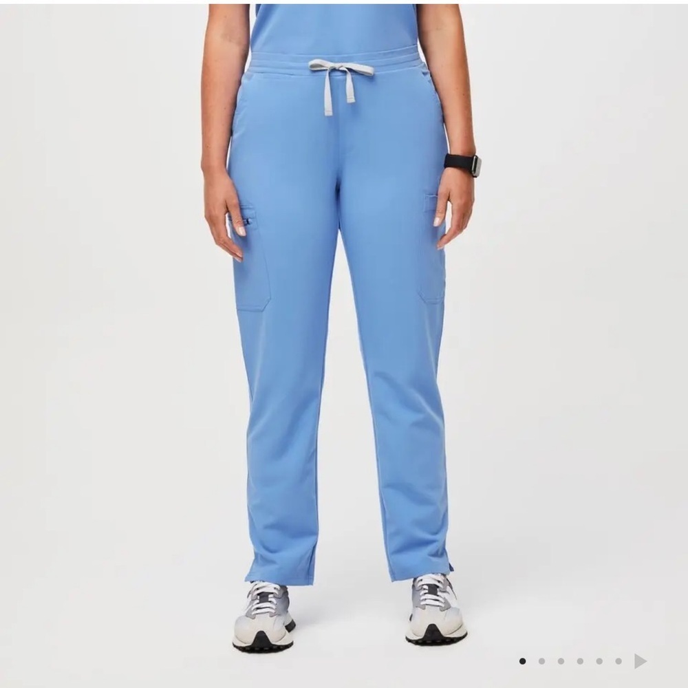 FIGS Yola Skinny Scrub Pants - Light Blue Drawstring Pants